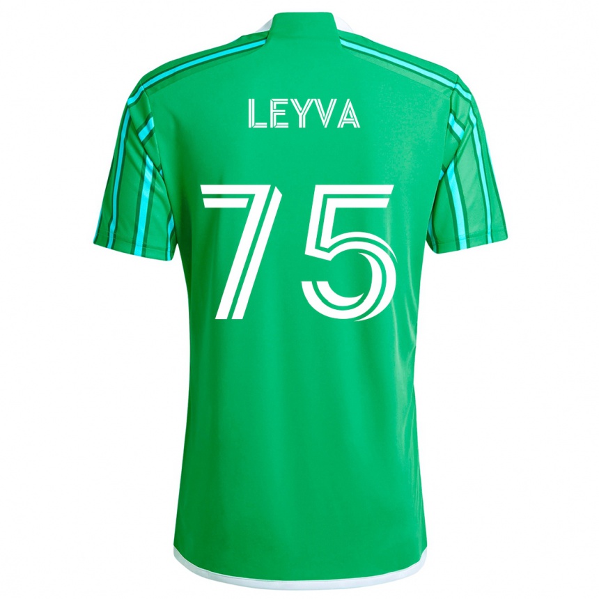 Enfant Football Maillot Danny Leyva #75 Vert Blanc Tenues Domicile 2024/25