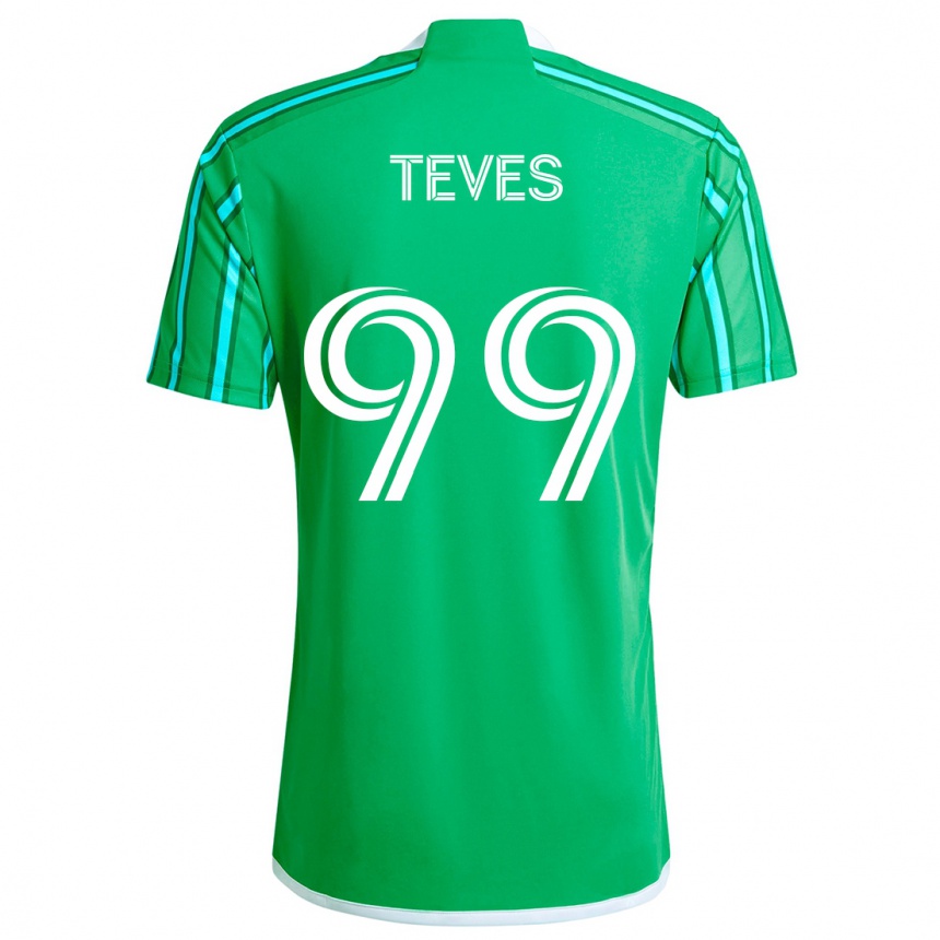 Enfant Football Maillot Dylan Teves #99 Vert Blanc Tenues Domicile 2024/25