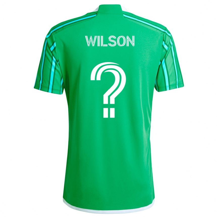 Enfant Football Maillot Trevor Wilson #0 Vert Blanc Tenues Domicile 2024/25