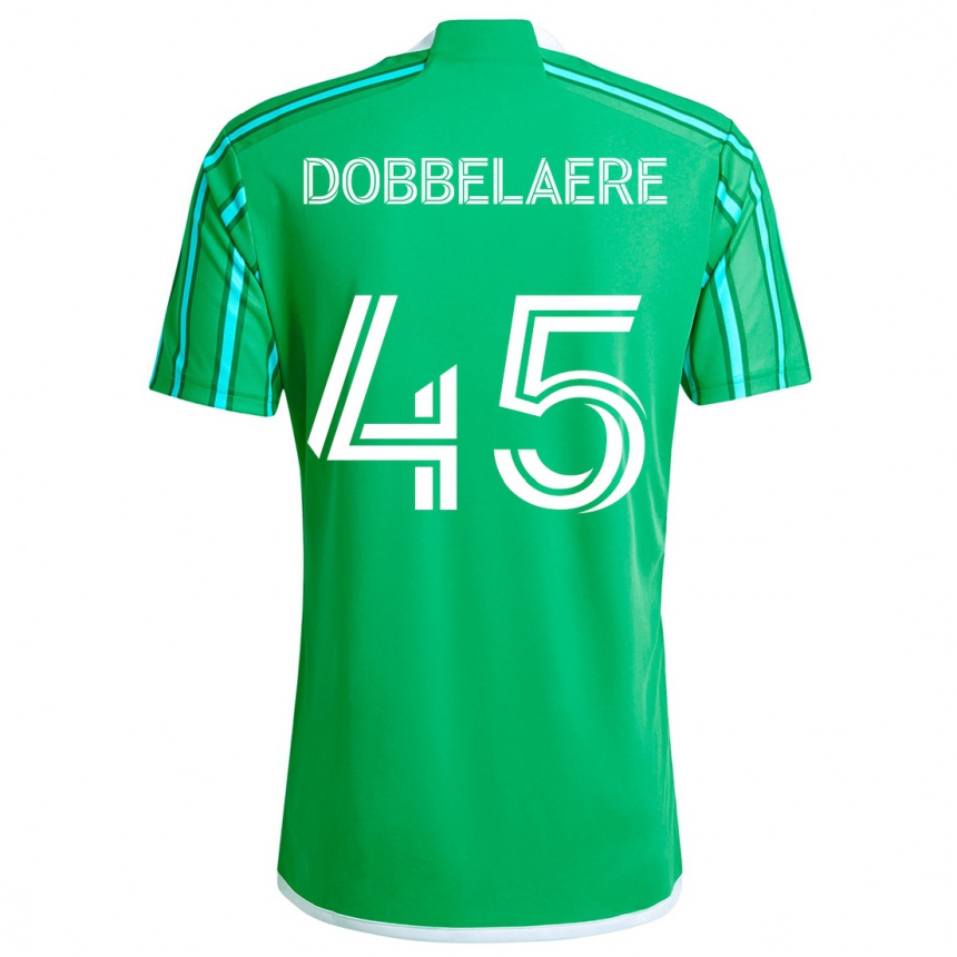 Enfant Football Maillot Ethan Dobbelaere #45 Vert Blanc Tenues Domicile 2024/25