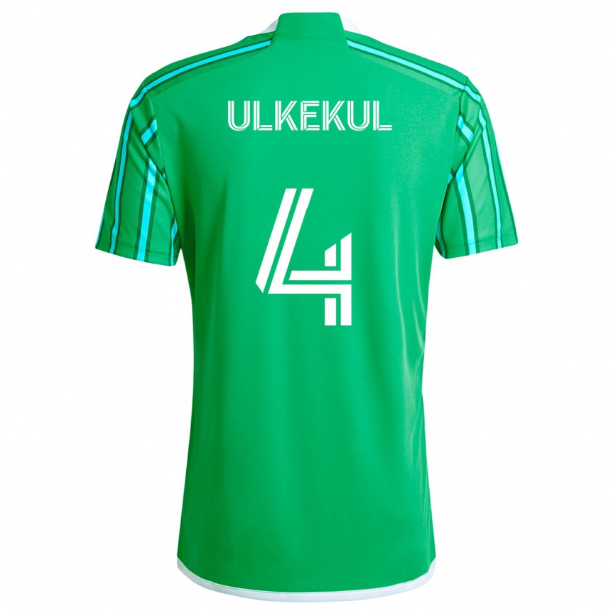 Enfant Football Maillot Jodi Ulkekul #4 Vert Blanc Tenues Domicile 2024/25