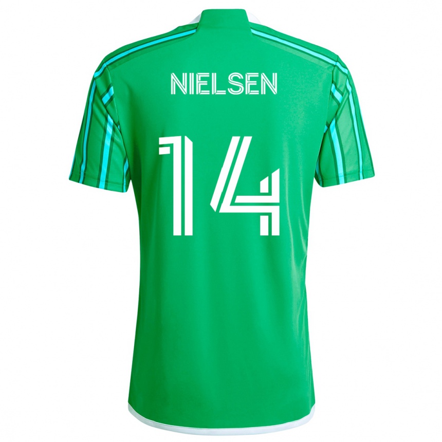 Enfant Football Maillot Taylor Nielsen #14 Vert Blanc Tenues Domicile 2024/25