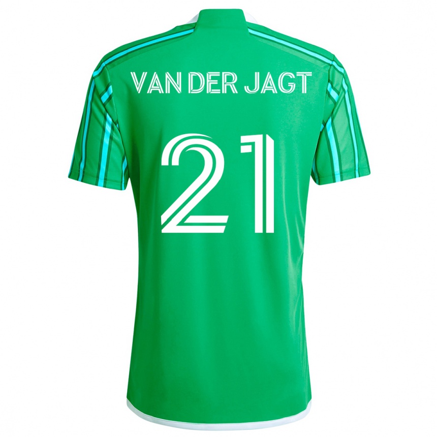 Enfant Football Maillot Olivia Van Der Jagt #21 Vert Blanc Tenues Domicile 2024/25