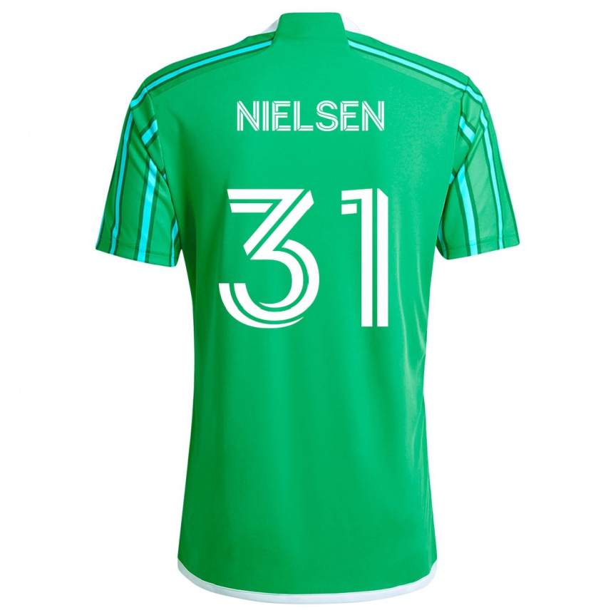 Enfant Football Maillot Madeline Nielsen #31 Vert Blanc Tenues Domicile 2024/25