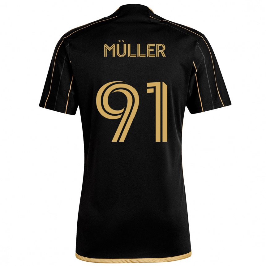 Enfant Football Maillot Luis Müller #91 Or Noir Tenues Domicile 2024/25