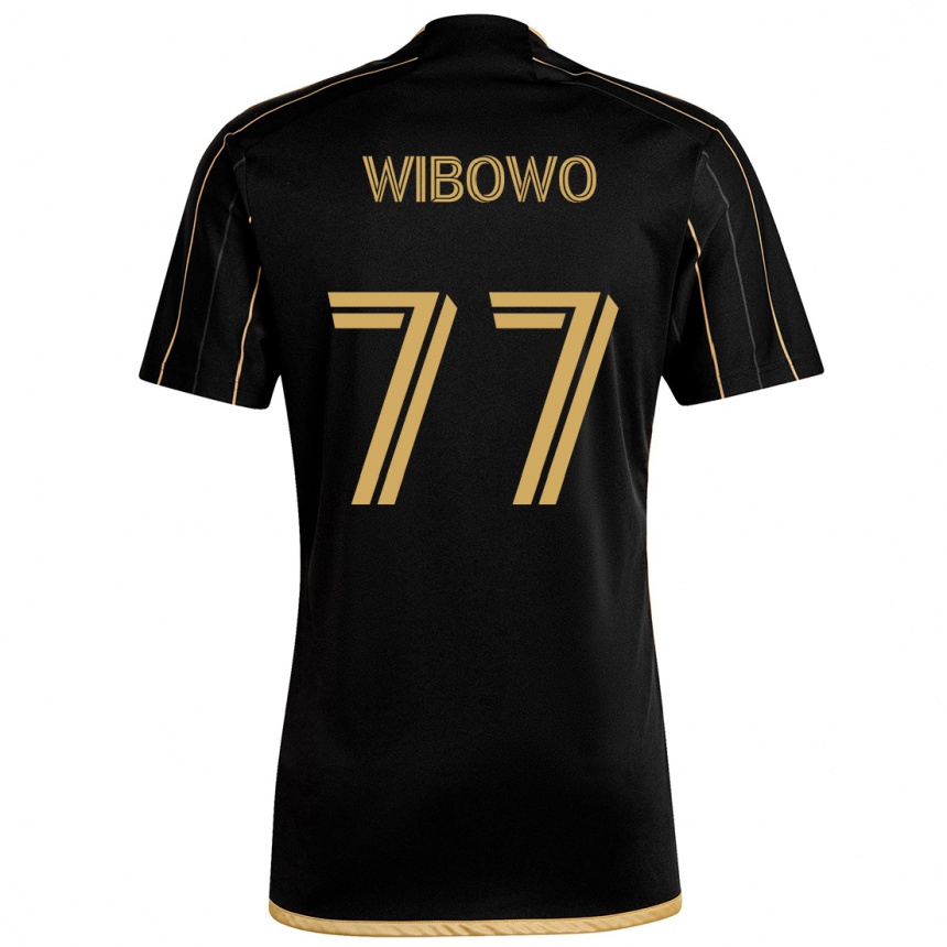 Enfant Football Maillot Adrian Wibowo #77 Or Noir Tenues Domicile 2024/25