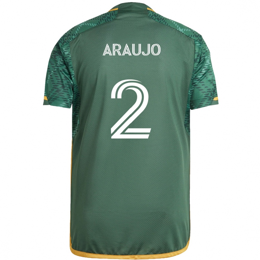 Enfant Football Maillot Miguel Araujo #2 Vert Orange Tenues Domicile 2024/25