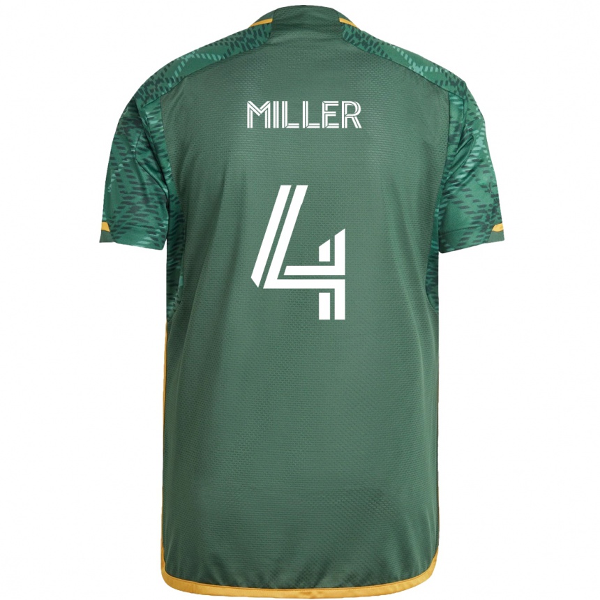 Enfant Football Maillot Kamal Miller #4 Vert Orange Tenues Domicile 2024/25