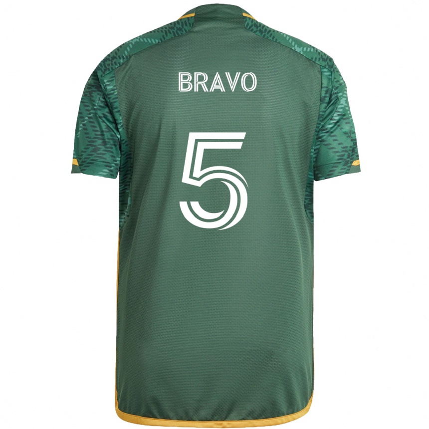 Enfant Football Maillot Claudio Bravo #5 Vert Orange Tenues Domicile 2024/25