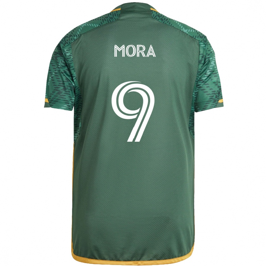 Enfant Football Maillot Felipe Mora #9 Vert Orange Tenues Domicile 2024/25