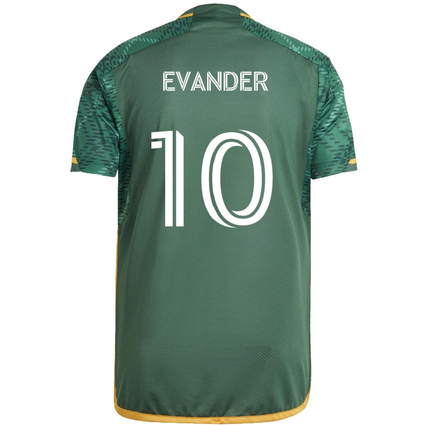 Enfant Football Maillot Evander #10 Vert Orange Tenues Domicile 2024/25