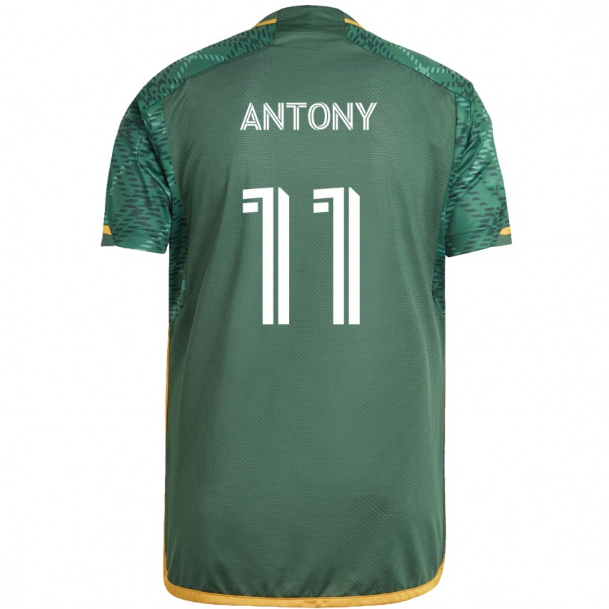 Enfant Football Maillot Antony #11 Vert Orange Tenues Domicile 2024/25