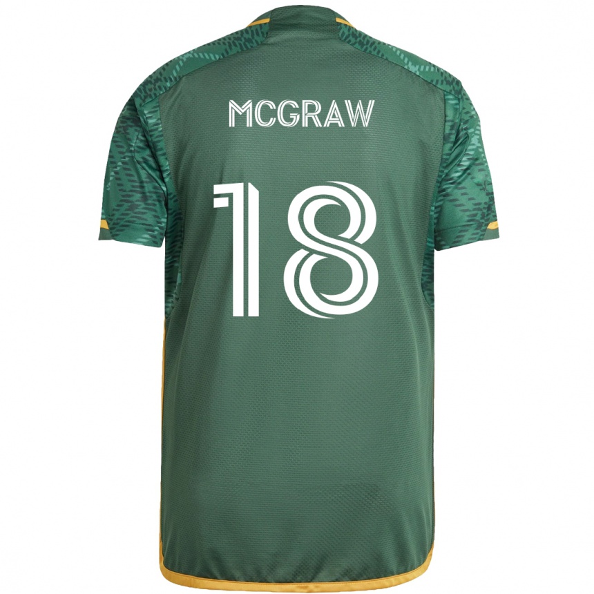 Enfant Football Maillot Zac Mcgraw #18 Vert Orange Tenues Domicile 2024/25