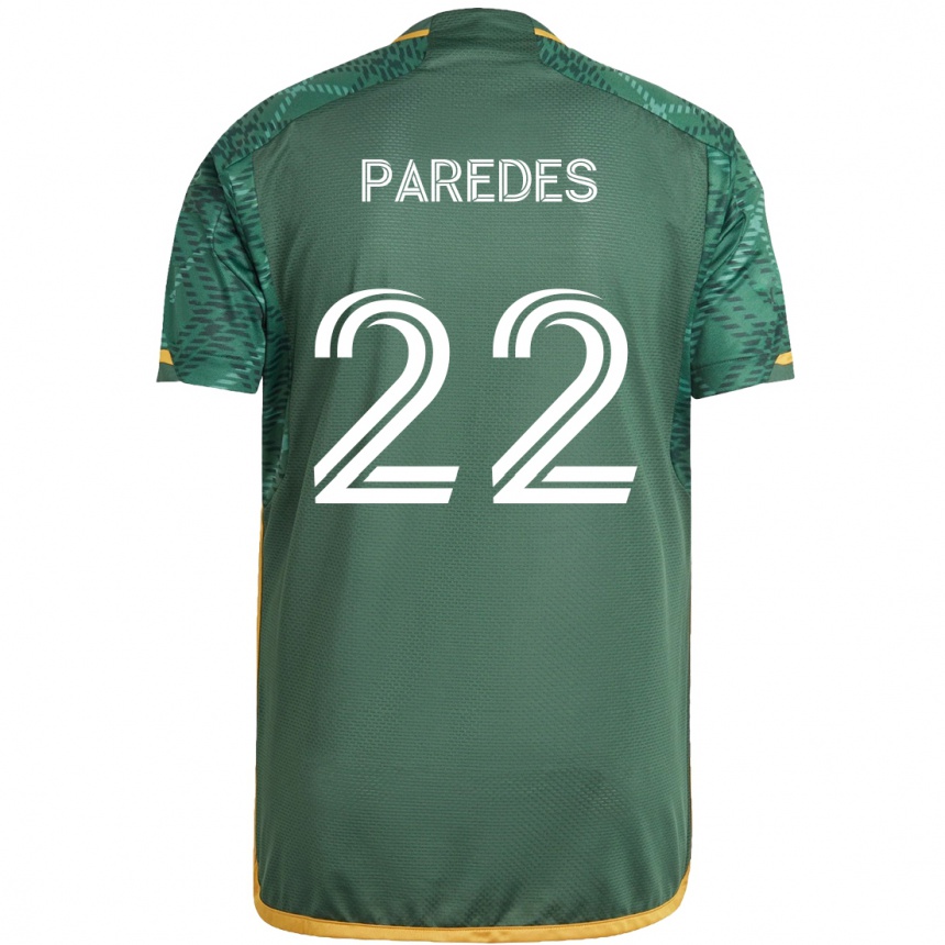 Enfant Football Maillot Cristhian Paredes #22 Vert Orange Tenues Domicile 2024/25