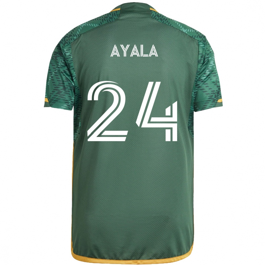 Enfant Football Maillot David Ayala #24 Vert Orange Tenues Domicile 2024/25