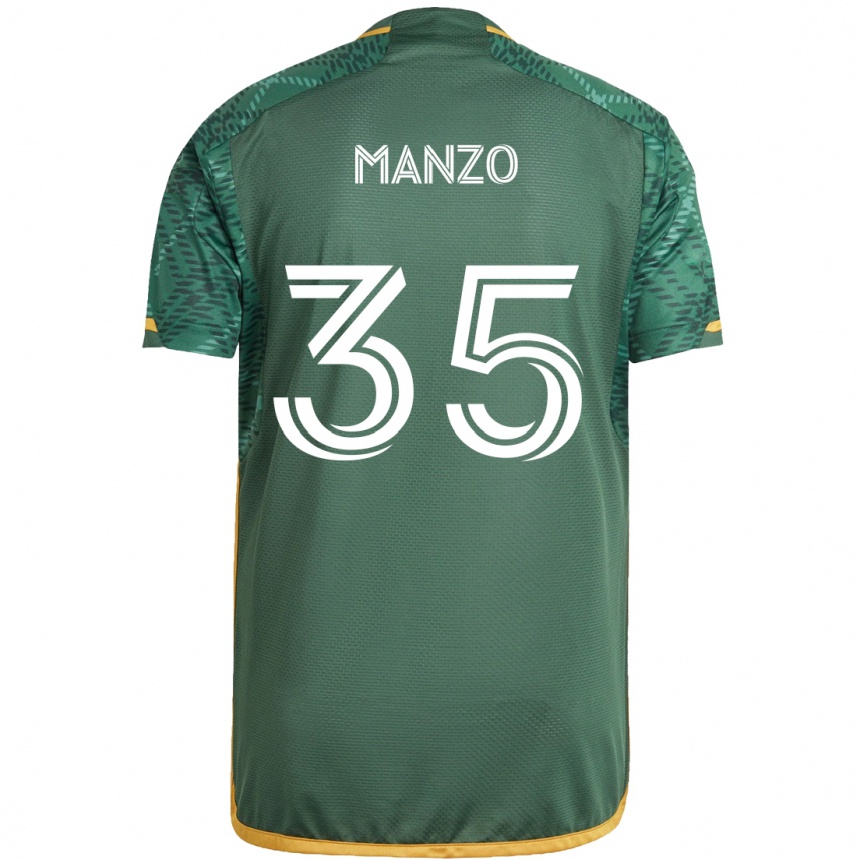 Enfant Football Maillot Alexis Manzo #35 Vert Orange Tenues Domicile 2024/25