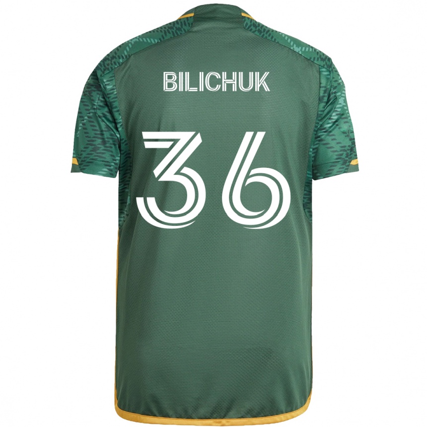 Enfant Football Maillot Ryan Bilichuk #36 Vert Orange Tenues Domicile 2024/25