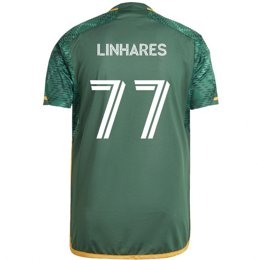 Enfant Football Maillot Kyle Linhares #77 Vert Orange Tenues Domicile 2024/25