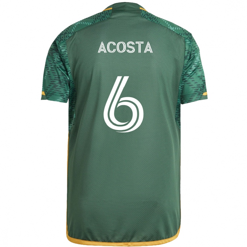 Enfant Football Maillot Bryan Acosta #6 Vert Orange Tenues Domicile 2024/25