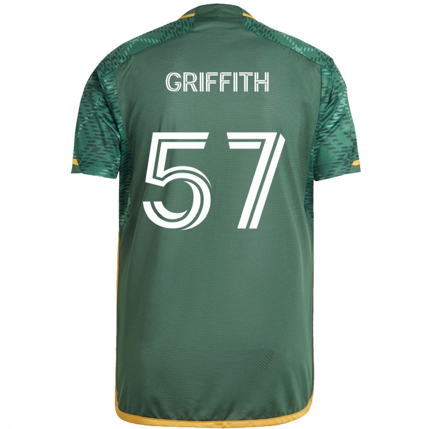 Enfant Football Maillot Víctor Griffith #57 Vert Orange Tenues Domicile 2024/25