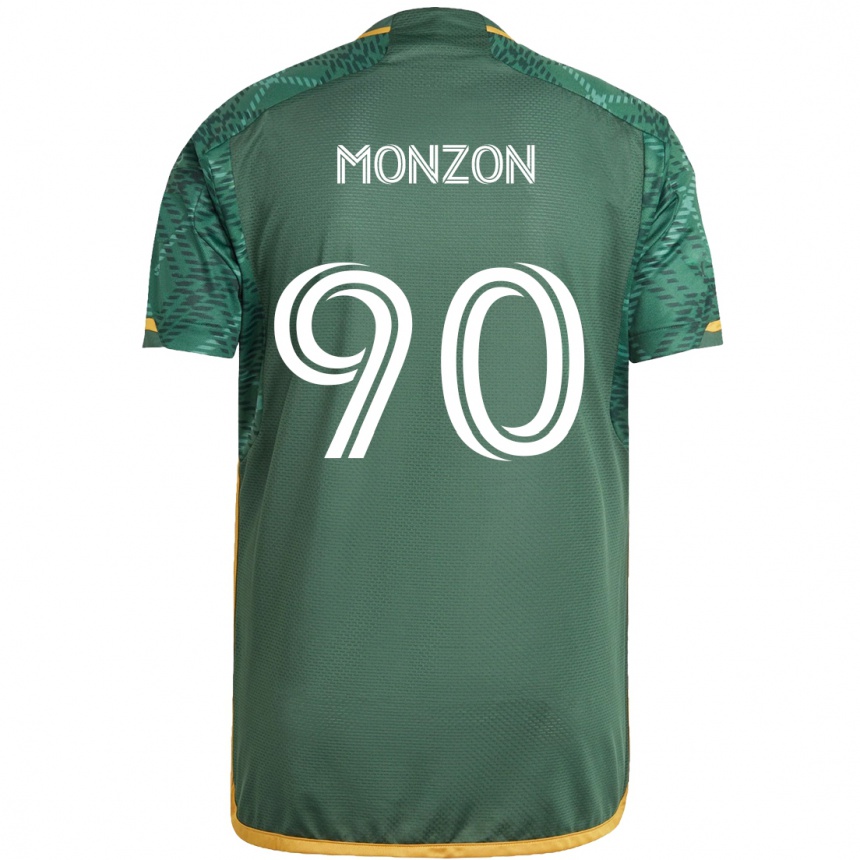 Enfant Football Maillot Florián Monzón #90 Vert Orange Tenues Domicile 2024/25