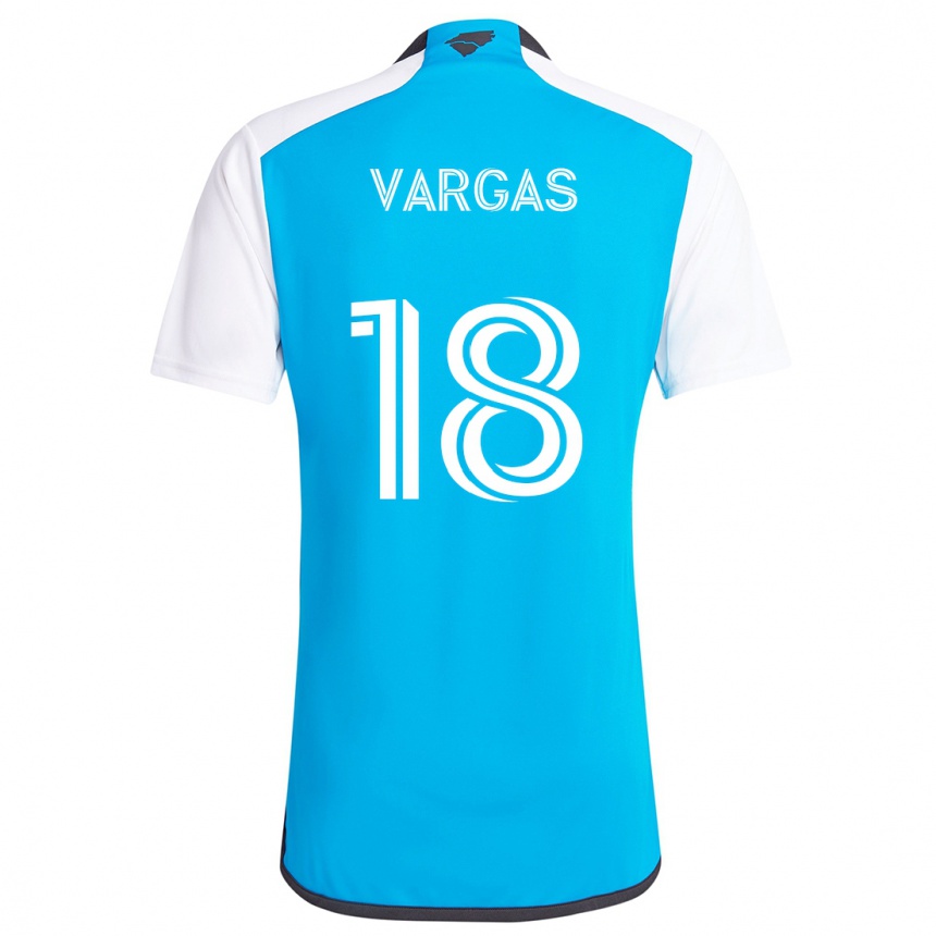 Enfant Football Maillot Kerwin Vargas #18 Bleu Blanc Tenues Domicile 2024/25