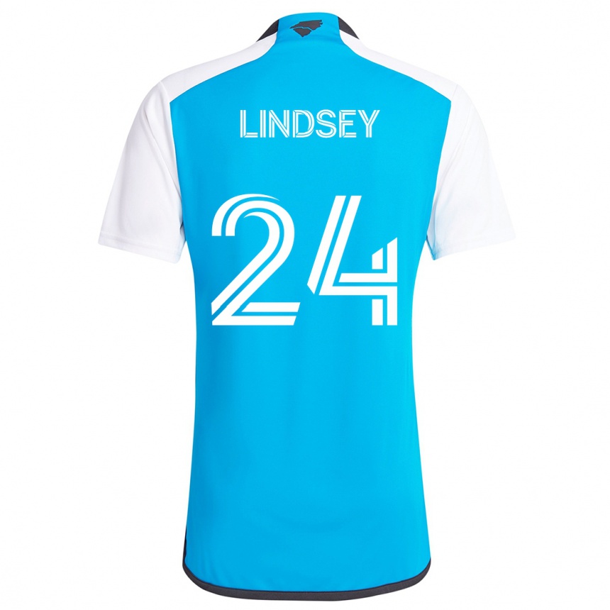 Enfant Football Maillot Jaylin Lindsey #24 Bleu Blanc Tenues Domicile 2024/25