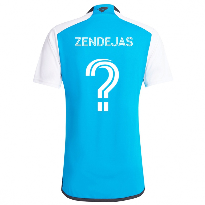 Enfant Football Maillot Adrián Zendejas #0 Bleu Blanc Tenues Domicile 2024/25