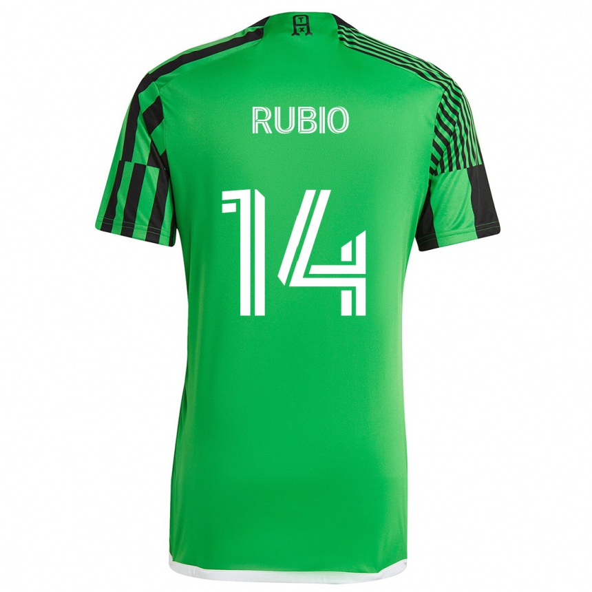 Enfant Football Maillot Diego Rubio #14 Vert Noir Tenues Domicile 2024/25