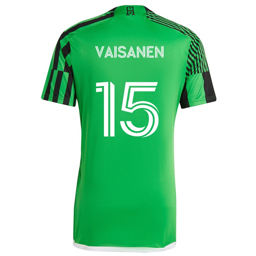 Enfant Football Maillot Leo Väisänen #15 Vert Noir Tenues Domicile 2024/25