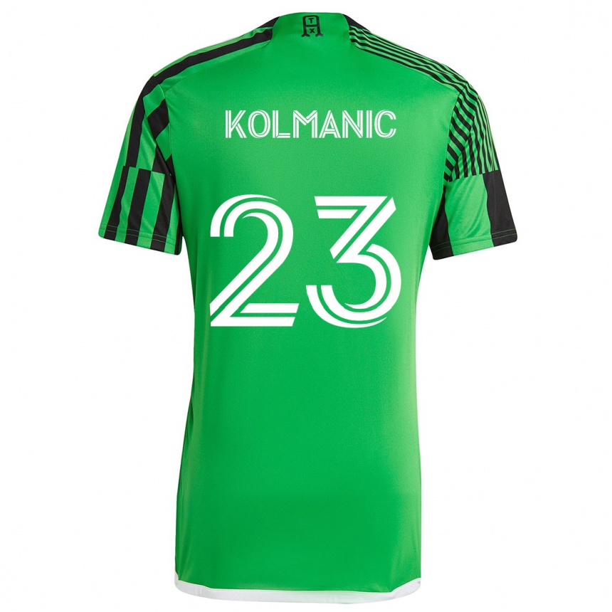 Enfant Football Maillot Zan Kolmanic #23 Vert Noir Tenues Domicile 2024/25