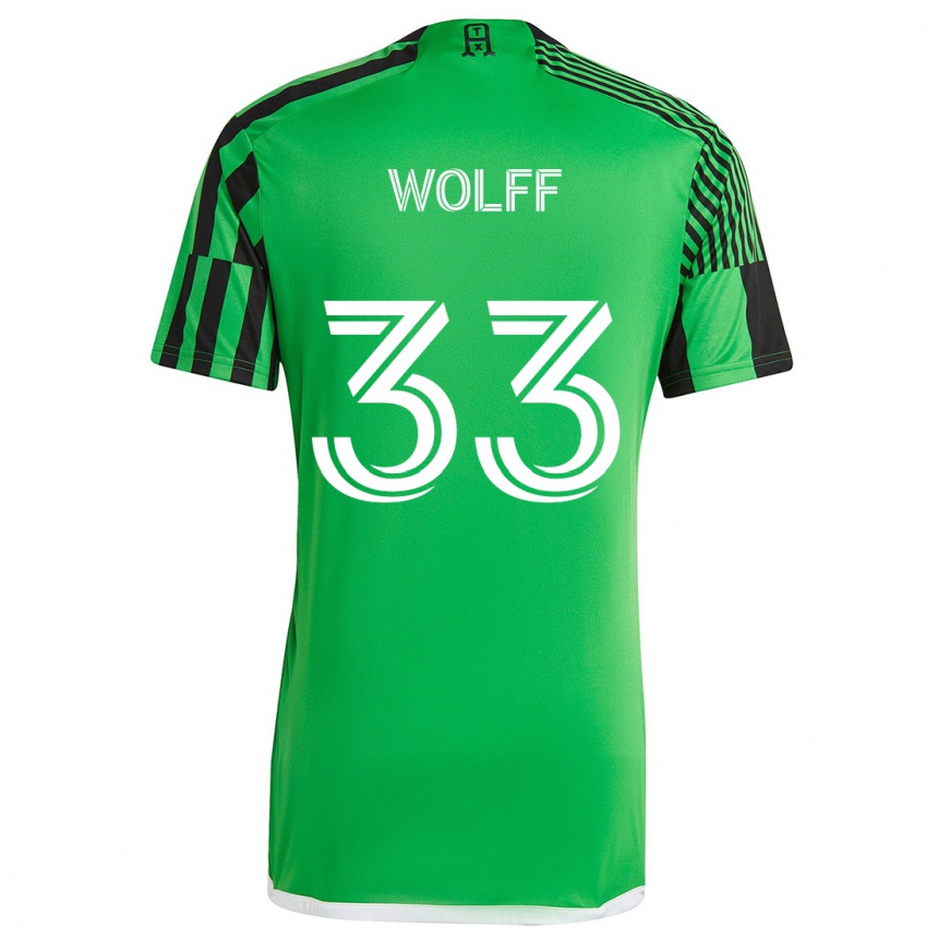 Enfant Football Maillot Owen Wolff #33 Vert Noir Tenues Domicile 2024/25