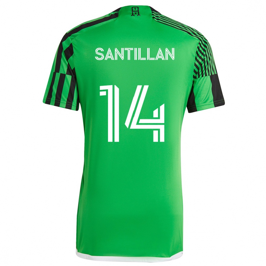 Enfant Football Maillot Jonathan Santillan #14 Vert Noir Tenues Domicile 2024/25