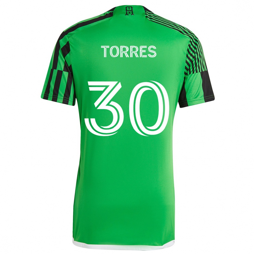 Enfant Football Maillot Ervin Torres #30 Vert Noir Tenues Domicile 2024/25