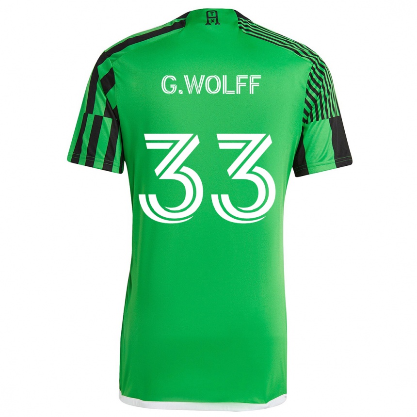 Enfant Football Maillot Gavin Wolff #33 Vert Noir Tenues Domicile 2024/25