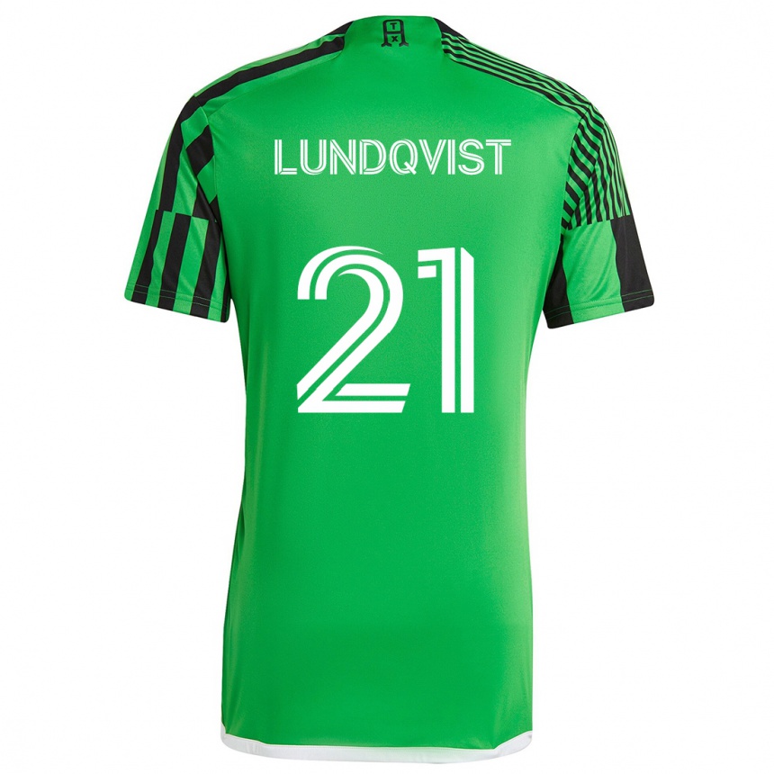 Enfant Football Maillot Adam Lundqvist #21 Vert Noir Tenues Domicile 2024/25