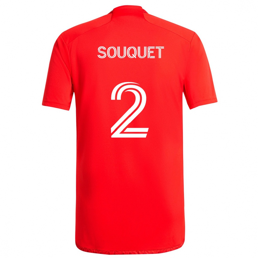 Enfant Football Maillot Arnaud Souquet #2 Rouge Blanc Tenues Domicile 2024/25