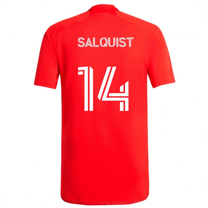 Enfant Football Maillot Tobias Salquist #14 Rouge Blanc Tenues Domicile 2024/25