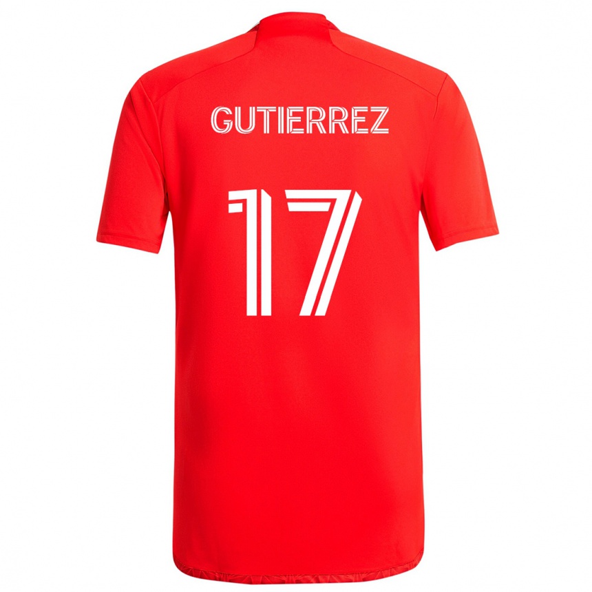 Enfant Football Maillot Brian Gutiérrez #17 Rouge Blanc Tenues Domicile 2024/25