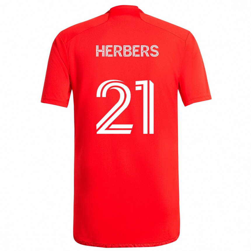 Enfant Football Maillot Fabian Herbers #21 Rouge Blanc Tenues Domicile 2024/25