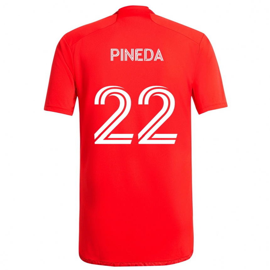 Enfant Football Maillot Mauricio Pineda #22 Rouge Blanc Tenues Domicile 2024/25