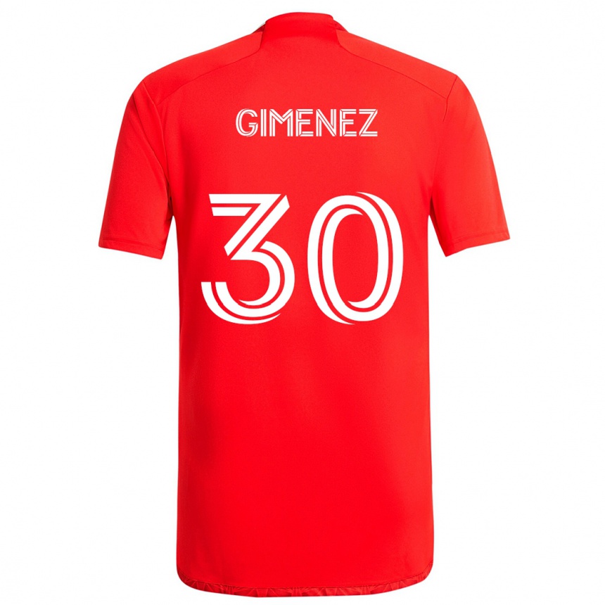 Enfant Football Maillot Gastón Giménez #30 Rouge Blanc Tenues Domicile 2024/25