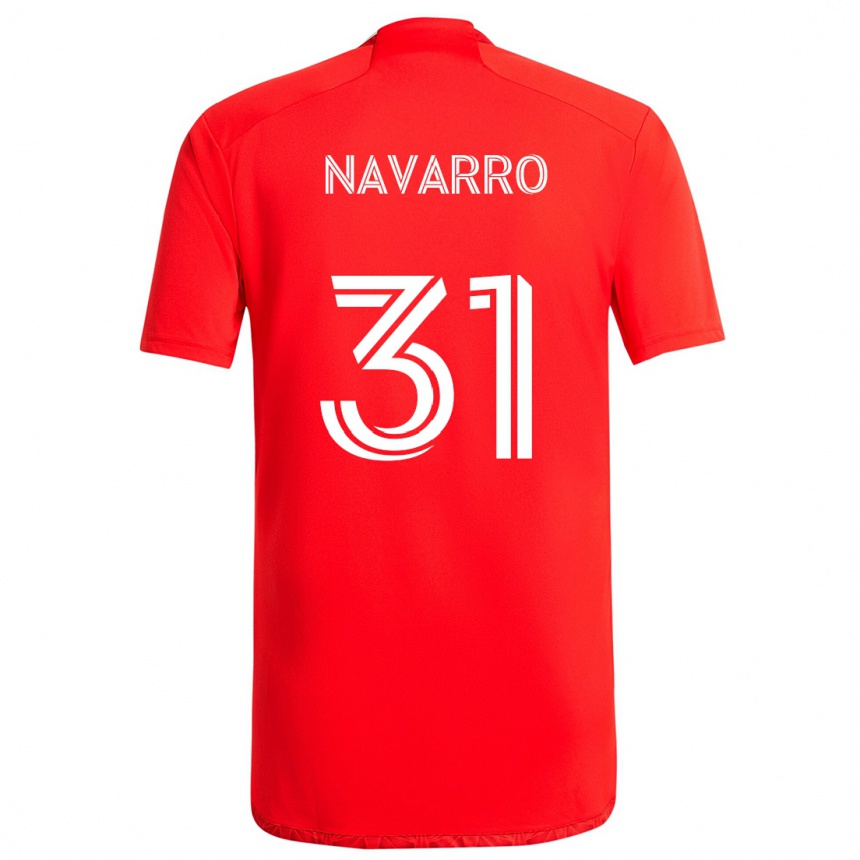 Enfant Football Maillot Federico Navarro #31 Rouge Blanc Tenues Domicile 2024/25