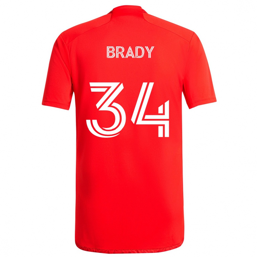 Enfant Football Maillot Chris Brady #34 Rouge Blanc Tenues Domicile 2024/25