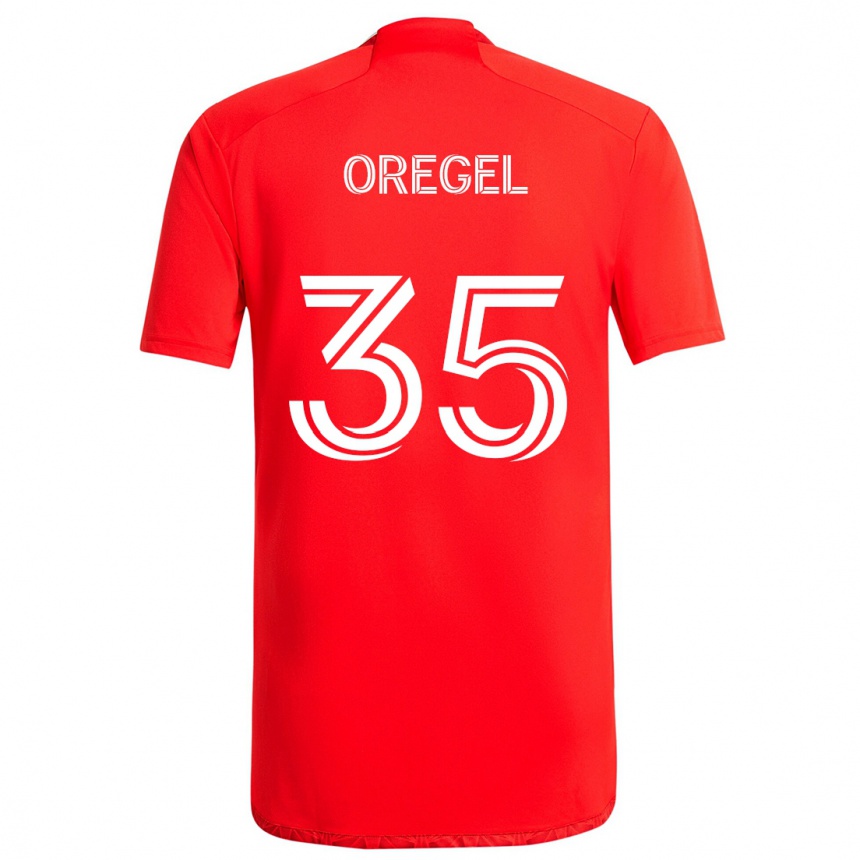 Enfant Football Maillot Sergio Oregel #35 Rouge Blanc Tenues Domicile 2024/25