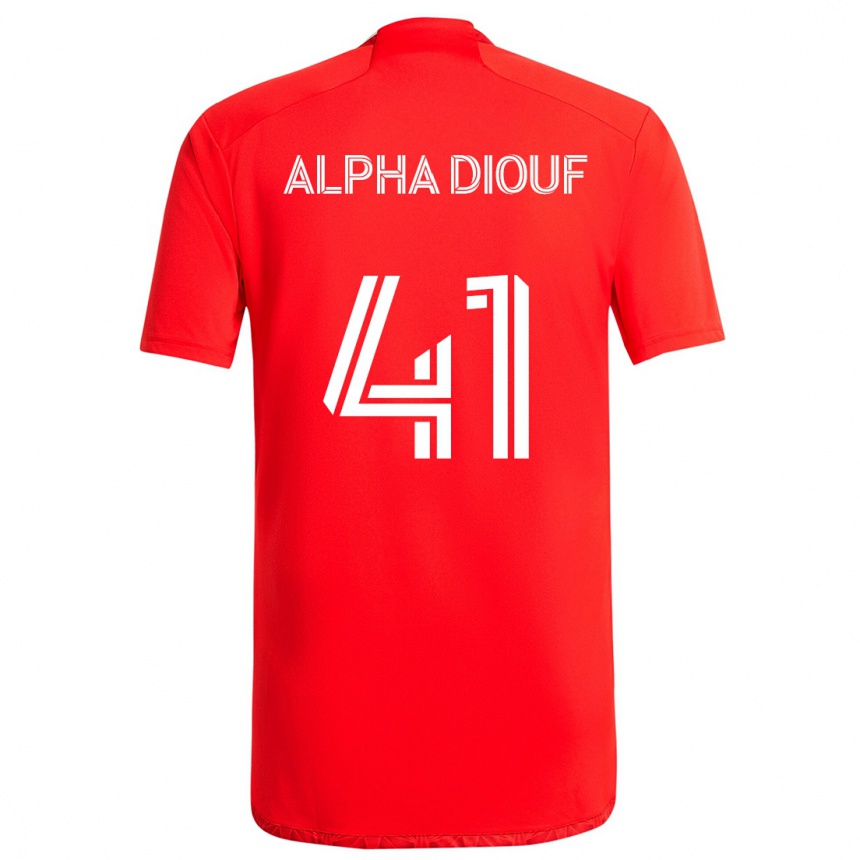 Enfant Football Maillot Jean Alpha Diouf #41 Rouge Blanc Tenues Domicile 2024/25