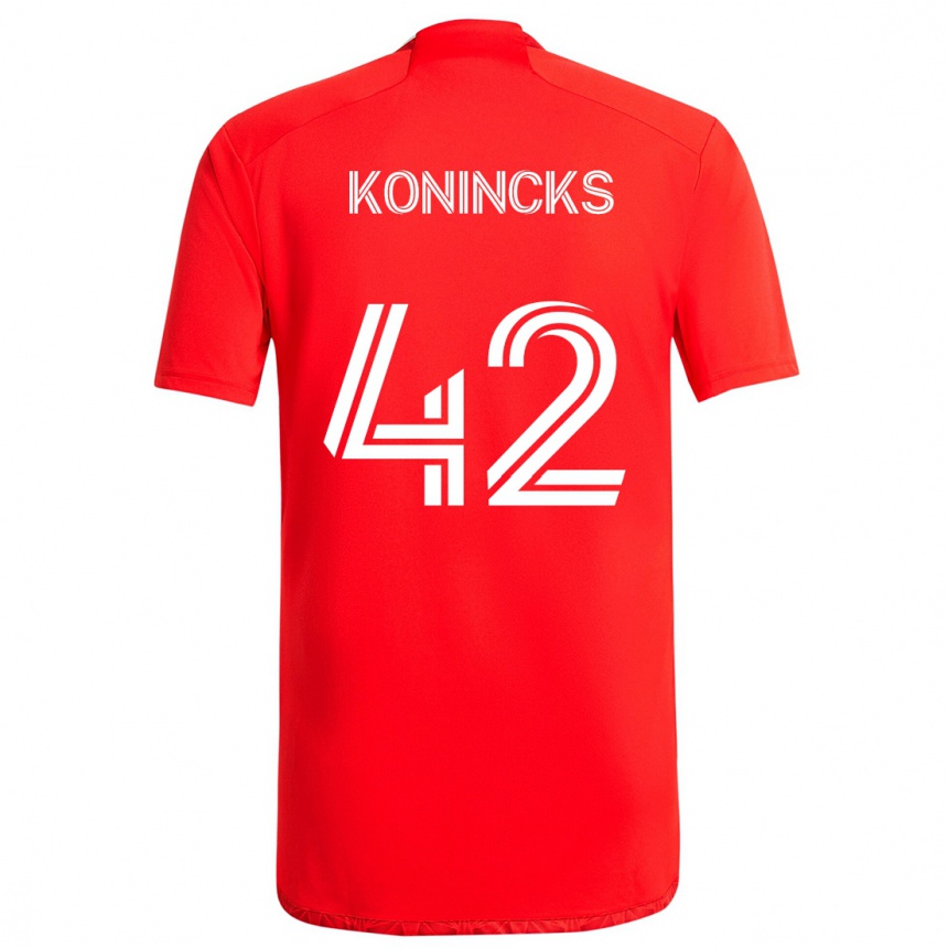 Enfant Football Maillot Diego Konincks #42 Rouge Blanc Tenues Domicile 2024/25