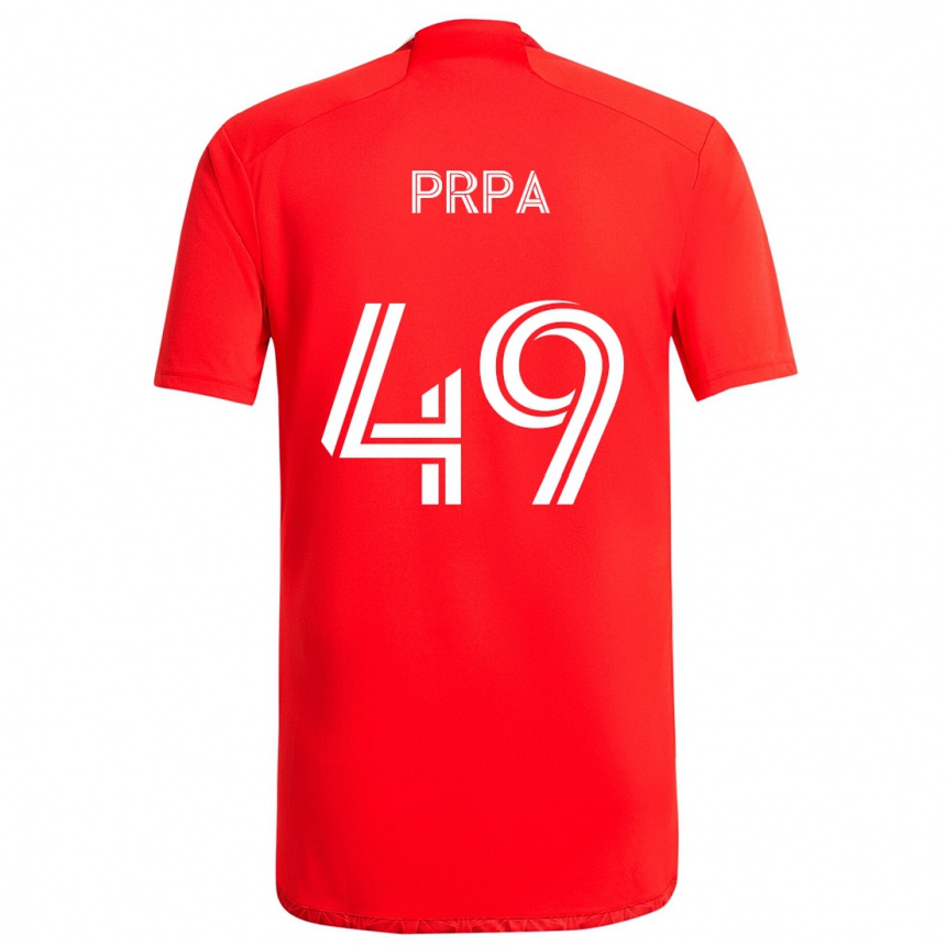 Enfant Football Maillot Luka Prpa #49 Rouge Blanc Tenues Domicile 2024/25