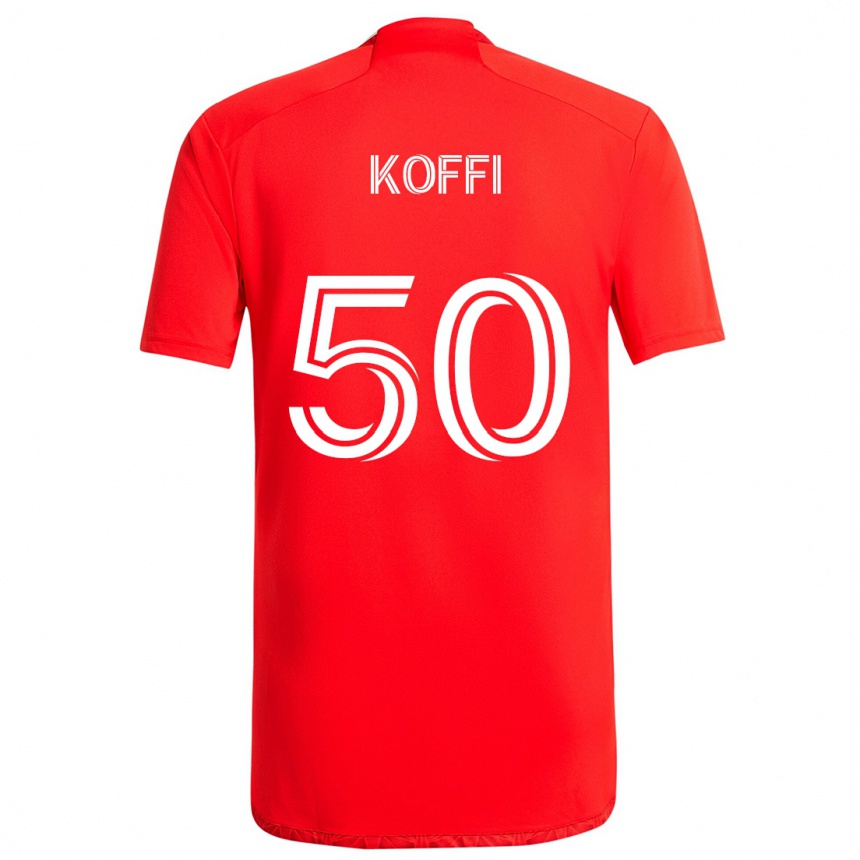 Enfant Football Maillot Christian Koffi #50 Rouge Blanc Tenues Domicile 2024/25