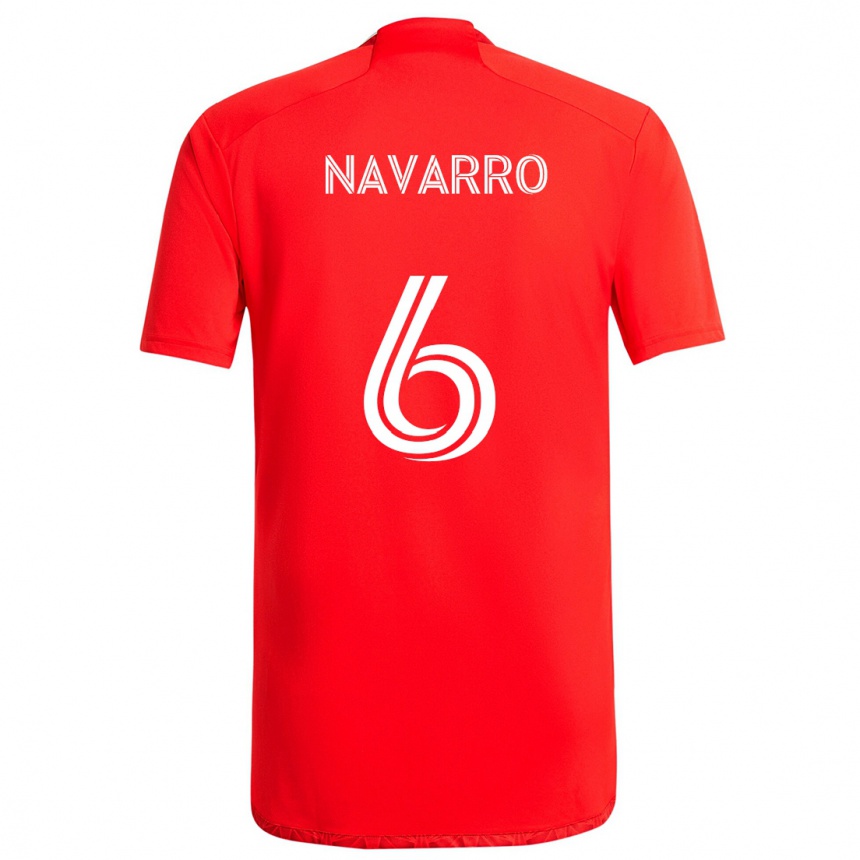 Enfant Football Maillot Miguel Navarro #6 Rouge Blanc Tenues Domicile 2024/25